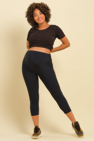 Granatowe ciążowe legginsy 3/4