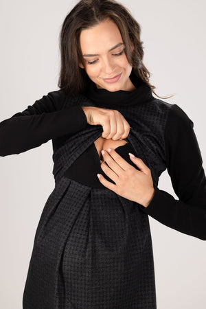 Sukienka ciążowa i do karmienia z golfem i wzorem