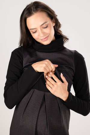 Sukienka ciążowa i do karmienia z golfem i wzorem